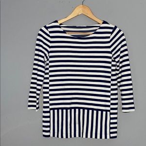 Madewell Ponte Peplum Knit Striped Top